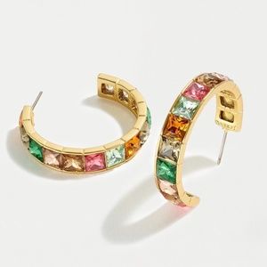 J.Crew Square Gem Hoop Earrings in Multi Color NWT